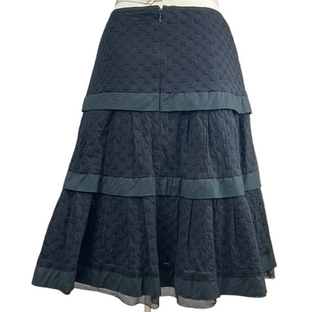 NANETTE LEPORE Womens (6) Cotton Tiered Midi Black Skirt Whimsy Goth Dot USA - Picture 3 of 6